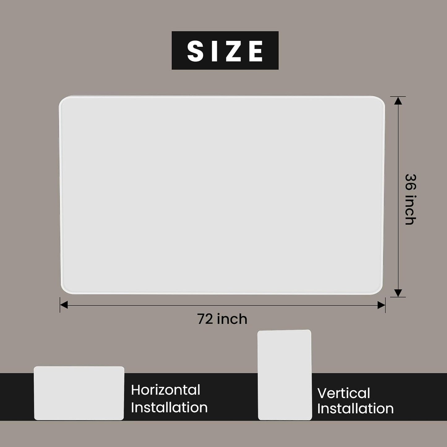 White Bathroom Mirror 72x36 Inch, White Metal Framed Bathroom Mirror for Wall, Rounded Rectangle Matte Bathroom Vanity Mirror, Tempered Glass, Anti-Rust, Horizontal/Vertical