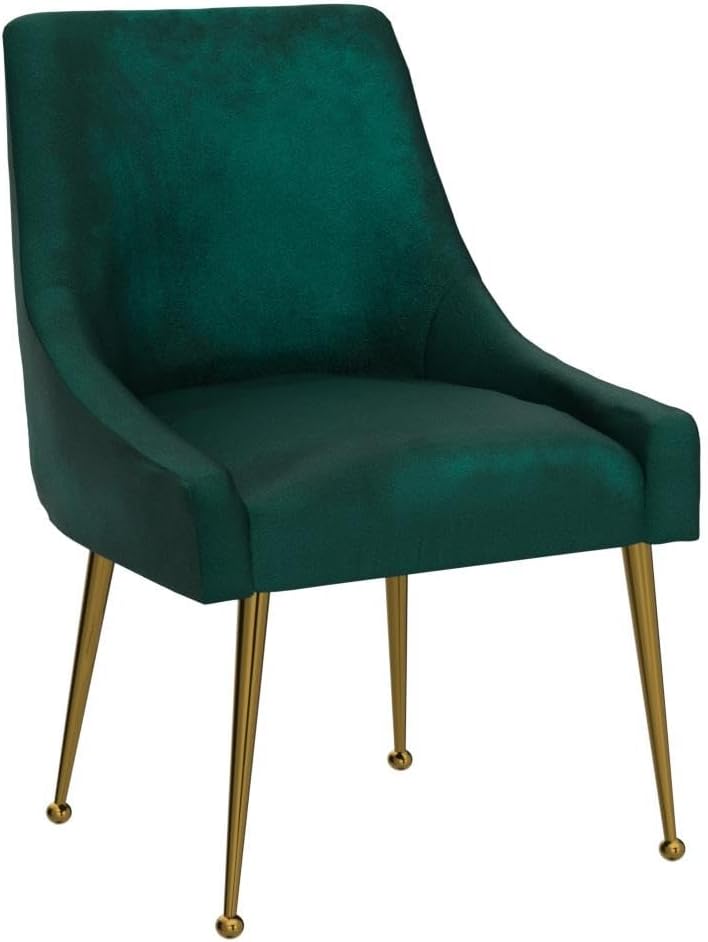 Velvet Dining Chairs Set of 2, Furniture Collection Modern Contemporary Upholstered with Polished Gold Metal Legs(Green)