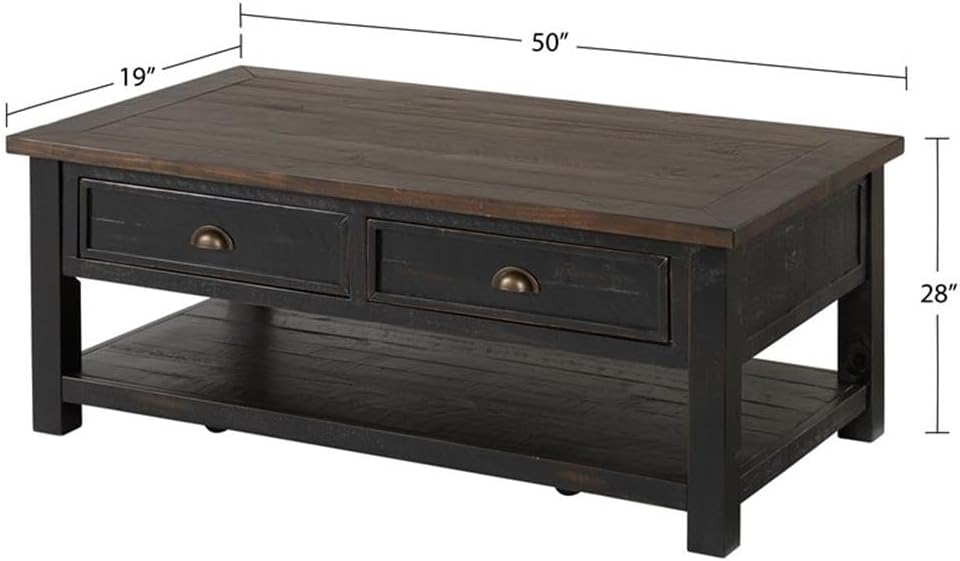 Martin Svensson Home Solid Wood Coffee Table, Black with Brown Top