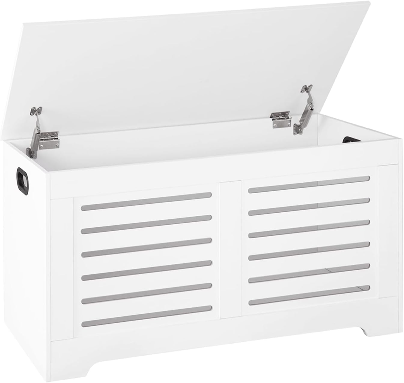 DINZI LVJ Storage Chest, Flip-Top Wooden Toy Box with 2 Safety Hinges, Retro Entryway Shoe Storage Bench, Sturdy Large Storage Trunk for Living Room, Bedroom, Easy Assembly, White