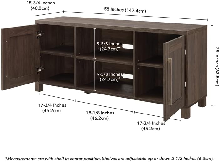 Henn&Hart Rectangular TV Stand for TV's up to 65" in Alder Brown, TV Stands for the Living Room