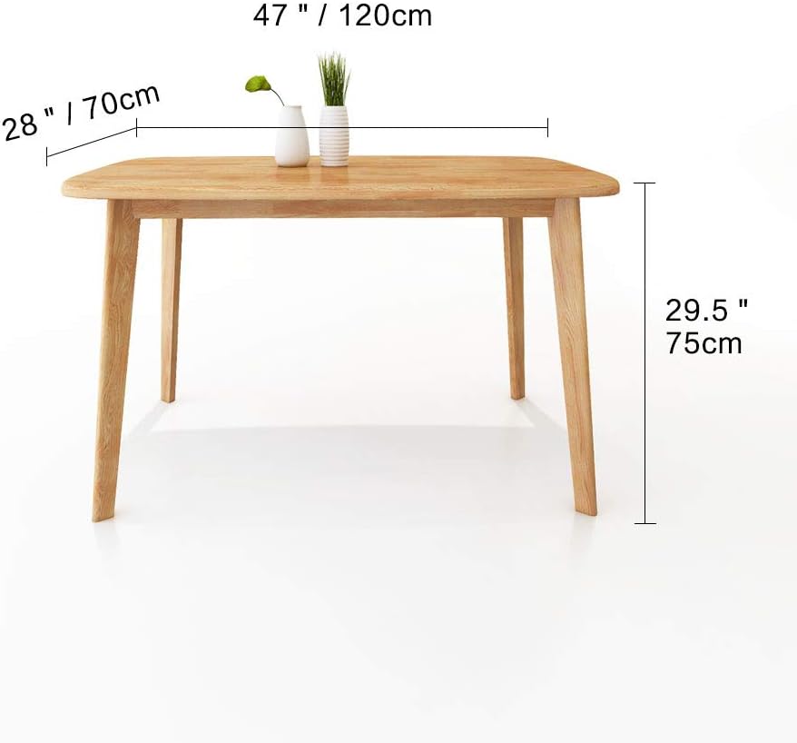 WoodShine Mid Century Modern Real Solid Wood Dining Table, Working Desk,47 Inch,Natural…