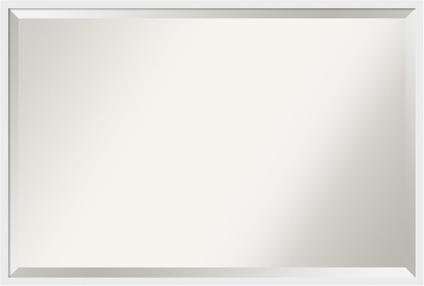 Amanti Art White Bathroom Mirror for Over Sink, 26x38 Incline White Rectangle Vanity Mirror, Large Modern Contemporary Wood Frame, Hangs Horizonally and Vertically, Bathroom Wall Decor, Beveled Edge