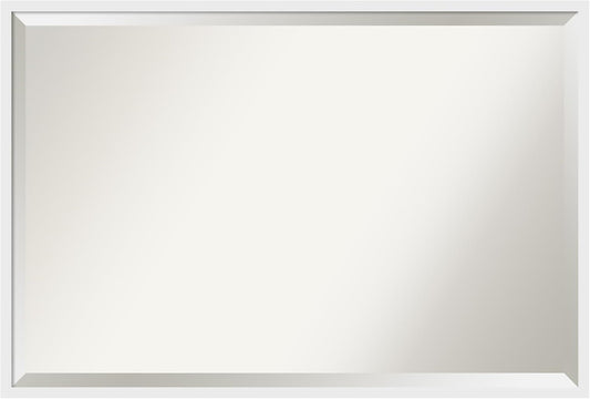 Amanti Art White Bathroom Mirror for Over Sink, 26x38 Incline White Rectangle Vanity Mirror, Large Modern Contemporary Wood Frame, Hangs Horizonally and Vertically, Bathroom Wall Decor, Beveled Edge