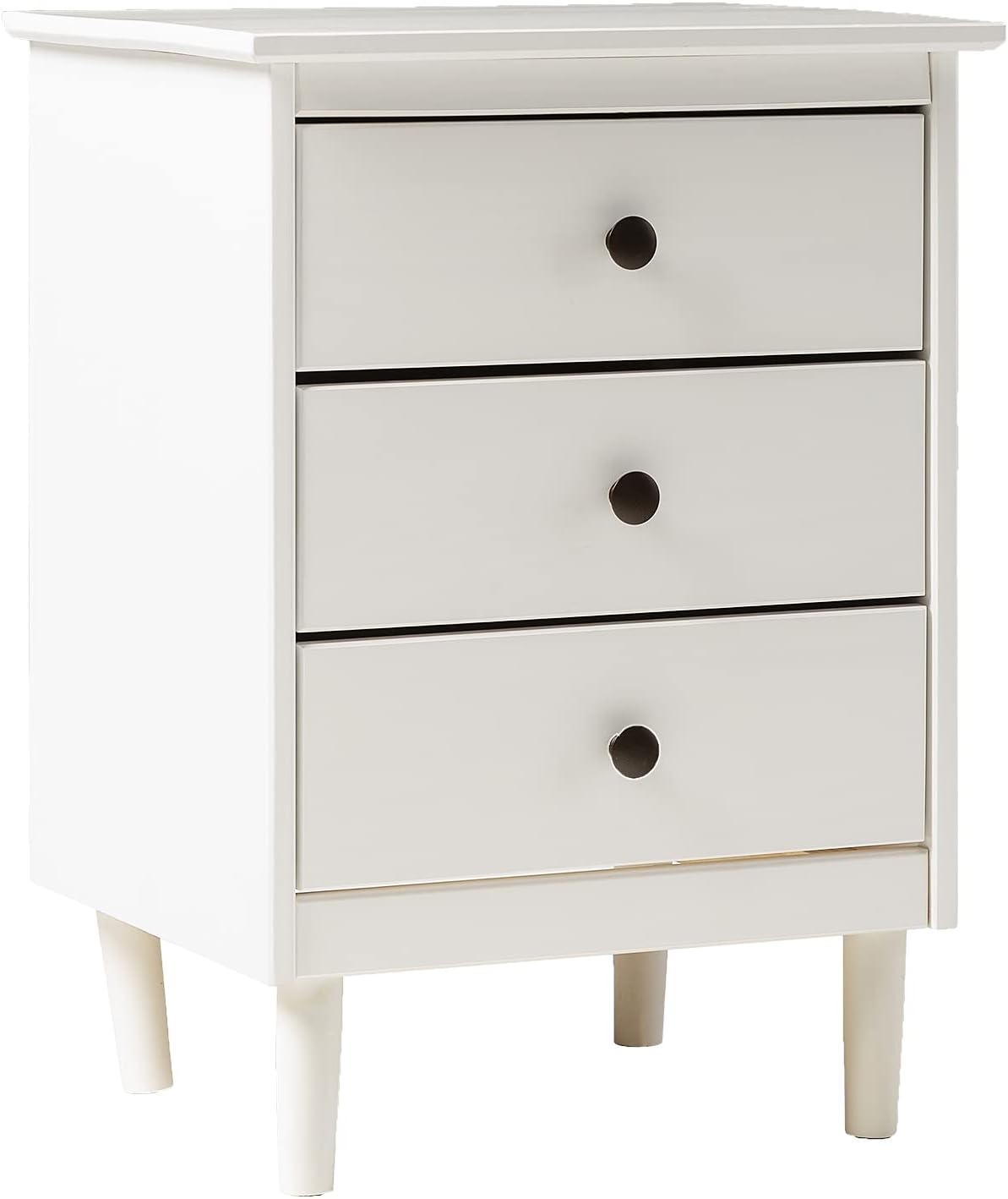 Walker Edison Traditional Wood 3 Drawer Nightstand Side Table Bedroom Storage Drawer and Shelf Bedside End Table, 18 Inch, White