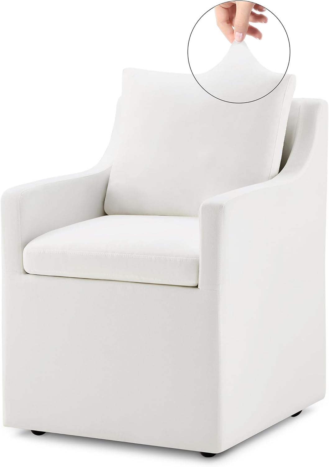 Upholstered Dining Chair Cover Replacement Machine Washable Cream,Only Cover