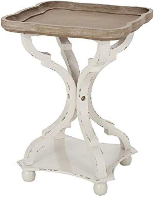 Christopher Knight Home Eudora French Country Accent Table with Square Top, Natural + Distressed White
