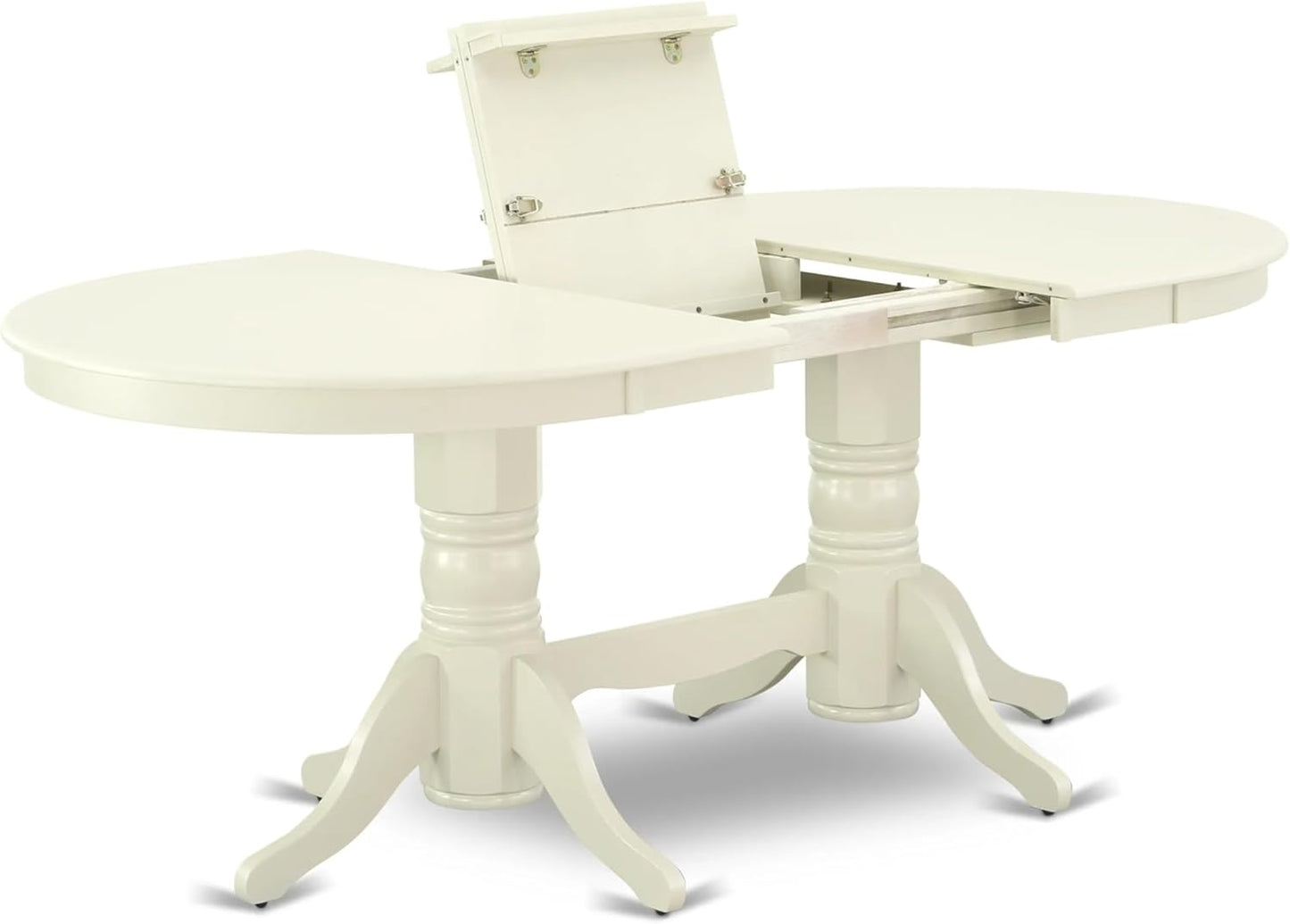 East West Furniture VAAS7-LWH-42 7 Piece Dining Table Set consists A Wooden Table and 6 Beige Red Polyester Fabric Parson Chairs with Stylish Back- Linen White Finish