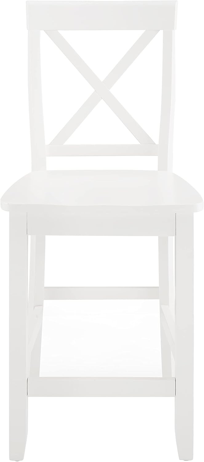 Crosley Furniture X-Back Wood Counter Height Bar Stools Set of 2, White, 24-inch