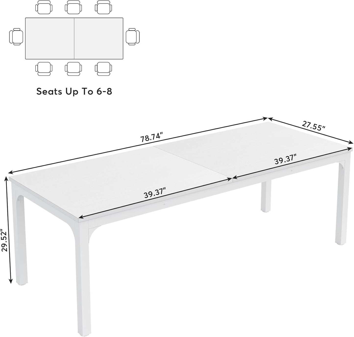 Tribesigns 6.5FT Conference Table, 78.7 Inche Rectangle Meeting Seminar Table, Large Business Tables for 6-8 People (Only Table)