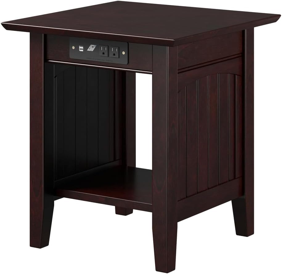 AFI Nantucket End Table with Built-in Charger in Espresso
