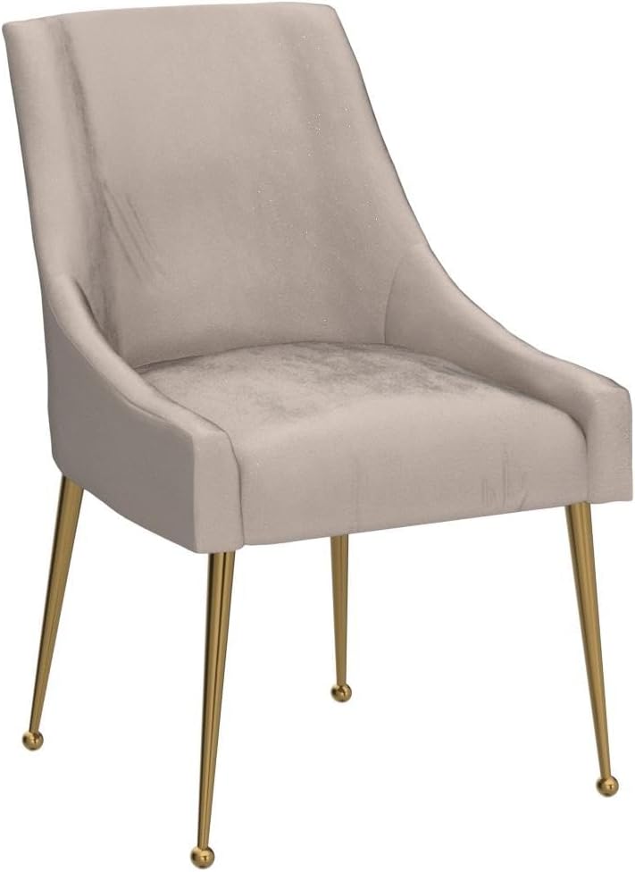 Velvet Dining Chairs Set of 2, Upholstered Dining Chairs with Polished Gold Metal Legs,Farmhouse Kitchen Side Chairs, Vanity Chairs, Accent Chair for Kitchen,Restaurant/Cafe(Beige)