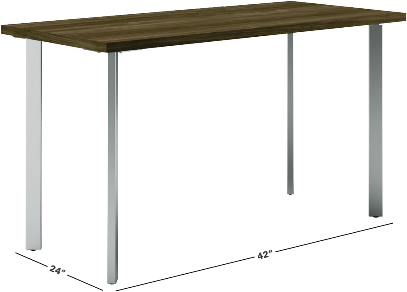 HON Coze Home Office Desks, Sturdy Table Computer Desk, 42", Walnut Top, Silver Base