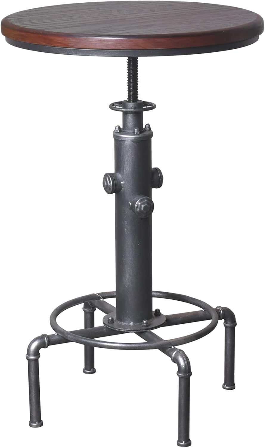 Topower Industrial Bar Table 31.5-41.3" Adjustable Pub Table Kitchen Dining Coffee Bistro Table