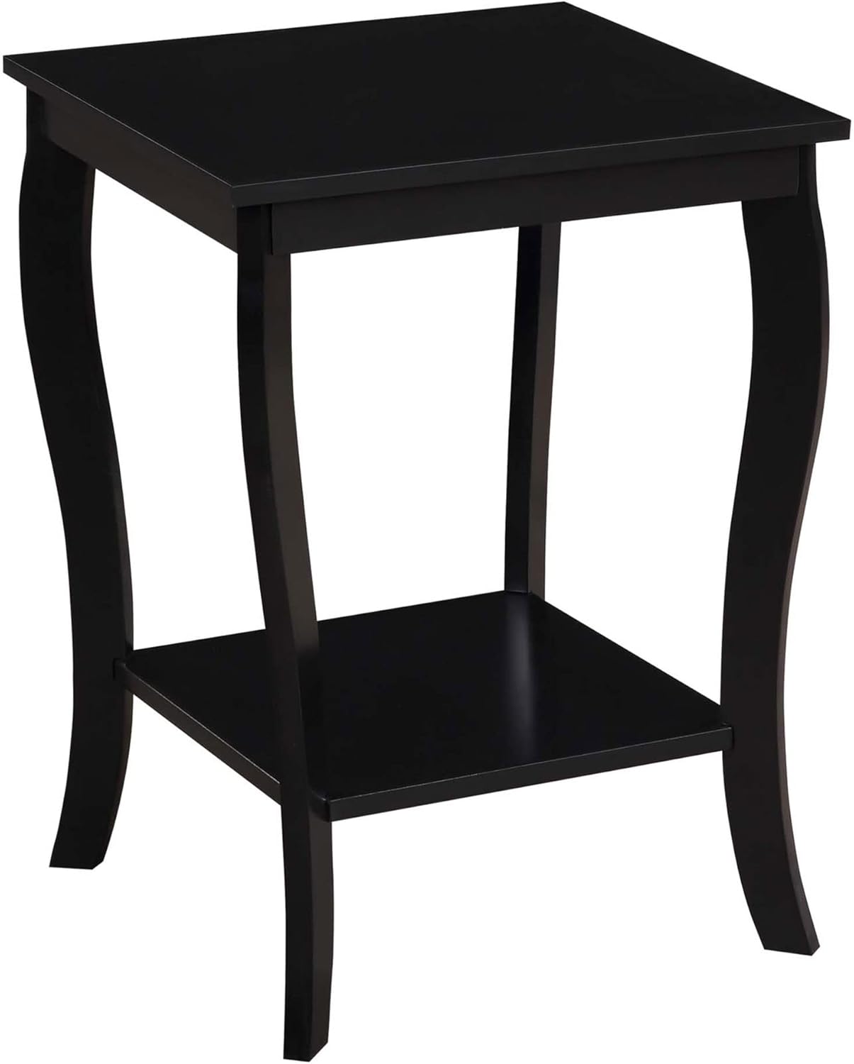 Convenience Concepts American Heritage Square End Table with Shelf, Black