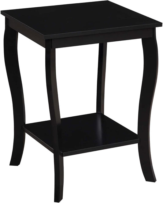 Convenience Concepts American Heritage Square End Table with Shelf, Black