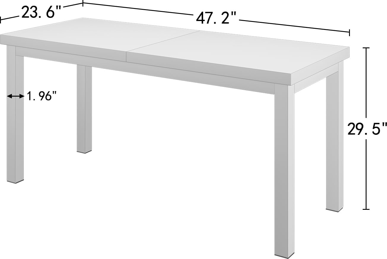 47.2 Inch Small Computer Desk, Home Office Desk, Modern Table for 2 Person Kids Student Gaming Computer Desk, Simple Office Table for Work,Craft,Writing,Studying, Etc., White