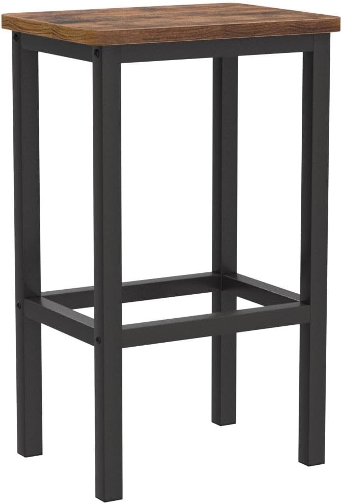 VASAGLE Bar Stools, Set of 2 Bar Chairs, Kitchen Breakfast Bar Stools with Footrest, Industrial in Living Room, Party Room, Rustic Brown and Black ULBC65X