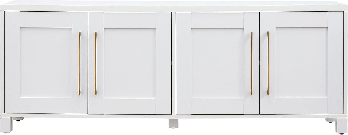 Henn&Hart Rectangular TV Stand for TV's up to 80" in White, TV Stands for the Living Room