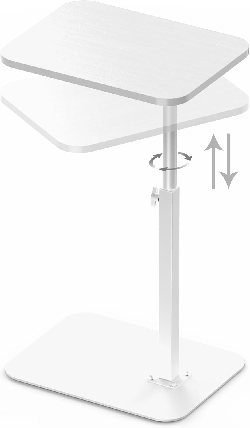 Side Table Sofa Tray for Couch Heavy Metal Base Swivel/Adjustable Height, Sofa Bed Bathroom Study TV Tray C Shaped End Table Food Snack Trays for Eating