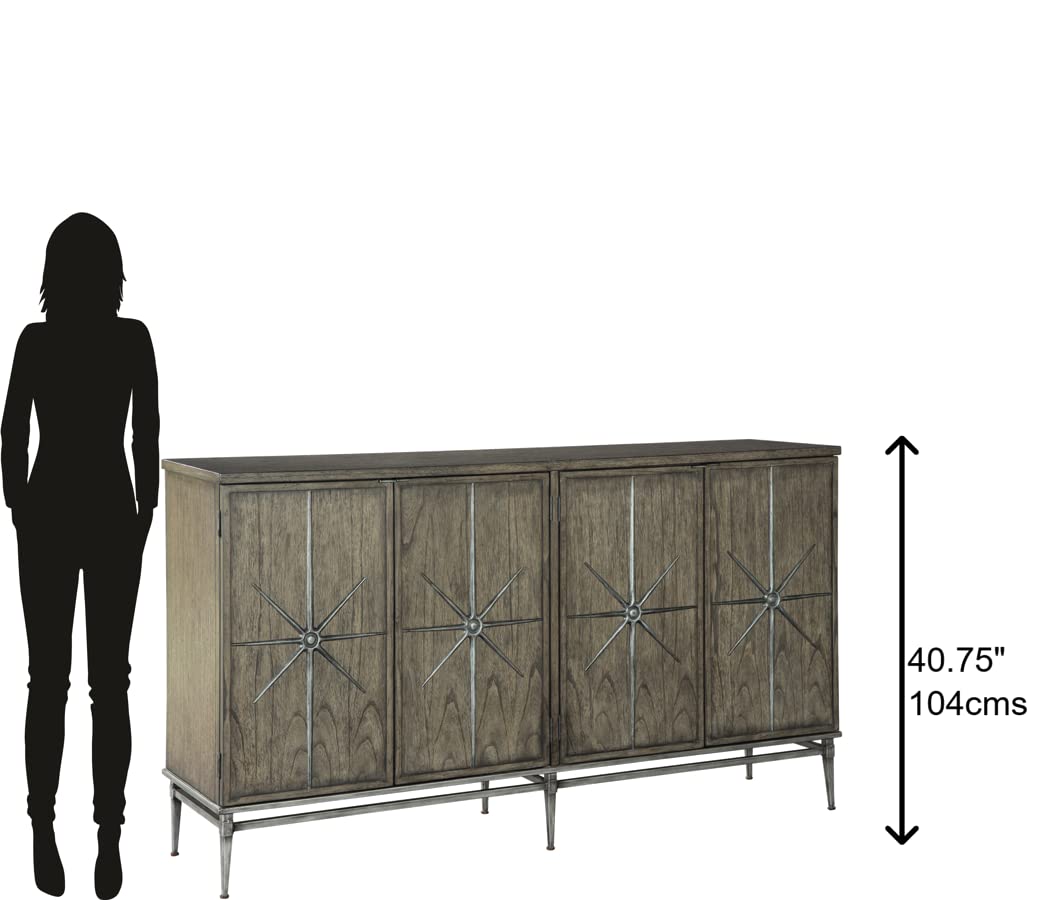 Hekman Accent Entertainment Center - Media Entertainment Cabinet, Solid Wood TV Stand, Media Console Cabinet with Power Pack Outlet, 4 Door and 2 Storage Shelves Each, Modern Living Room Furniture