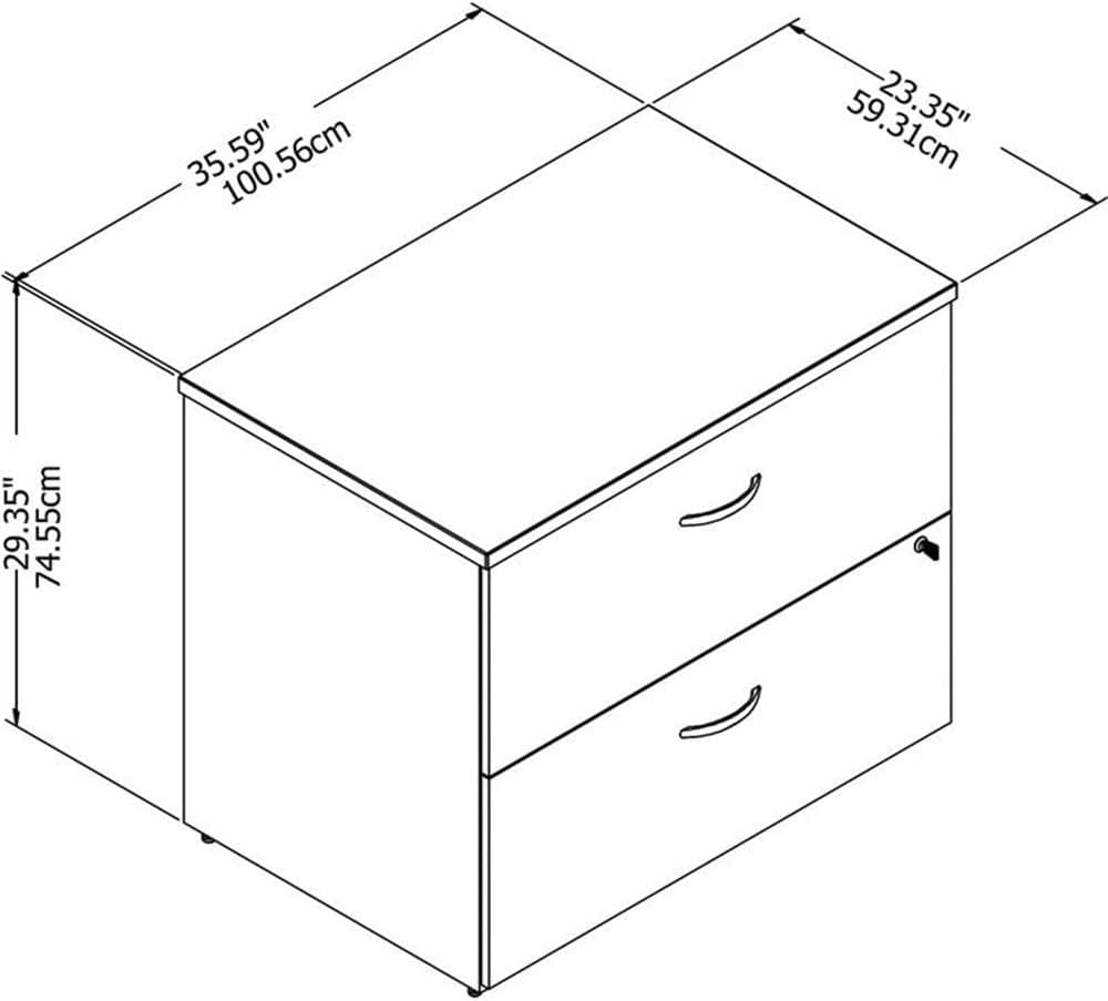 Bush Business Furniture Studio C 2 Drawer Lateral File Cabinet in Storm Gray - Assembled, Locking Document Storage for Home or Professional Office