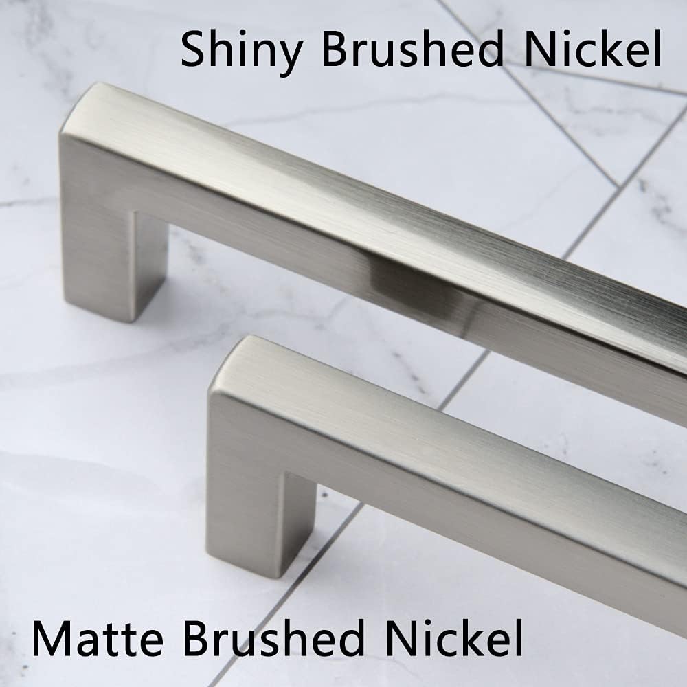 KOOFIZO Solid Square Bar Cabinet Handle - Brushed Nickel Furniture Pull, 12.6 Inch/320mm Screwhole Distance, Pack of 5 for Kitchen Cupboard Door, Bedroom Dresser Drawer, Bathroom Wardrobe Hardware