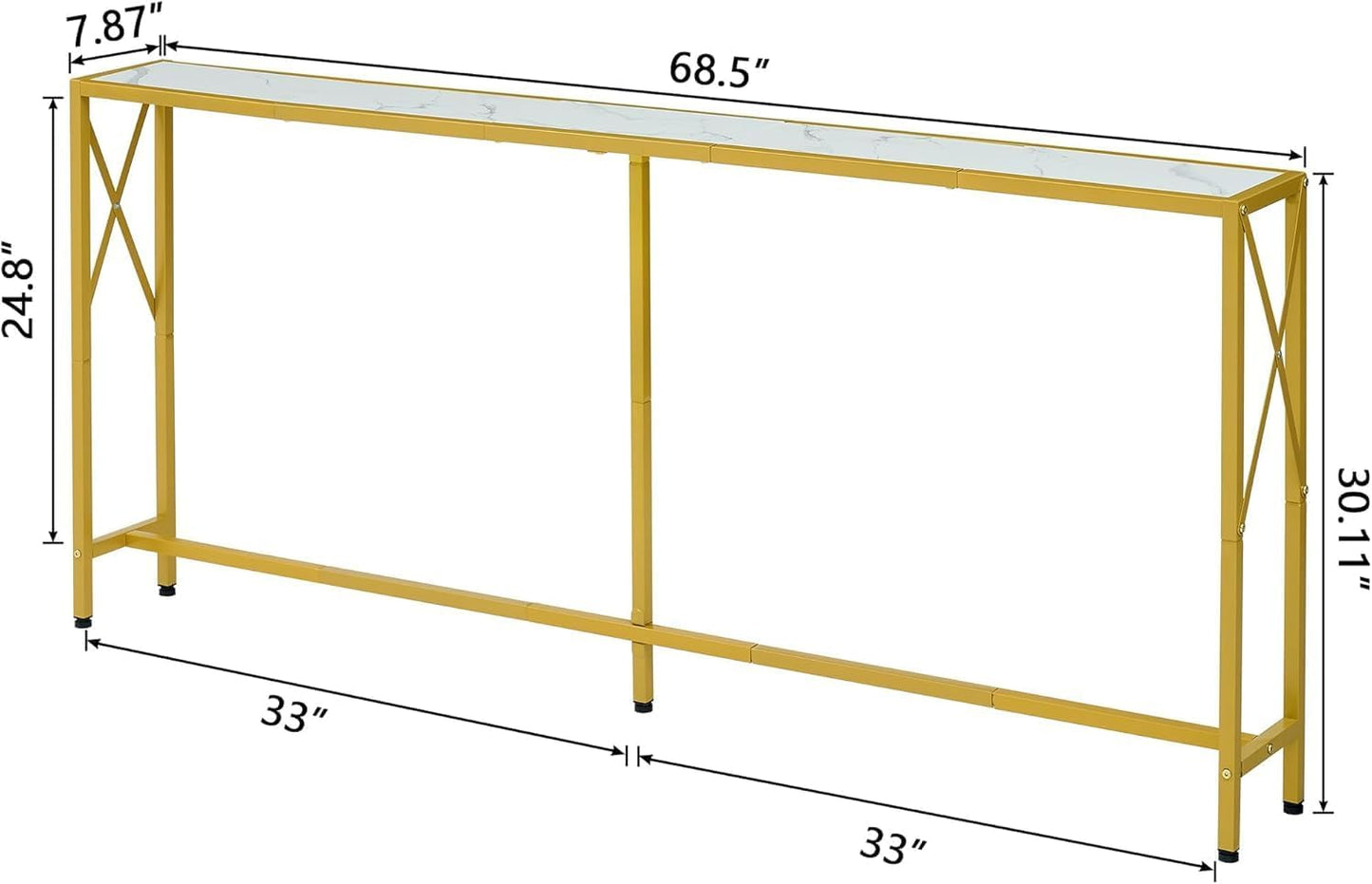70" Gold Sofa Table,Console Table,Behind Couch Table, Entryway Table Skinny Stand for Hallway, Living Room, Bedroom
