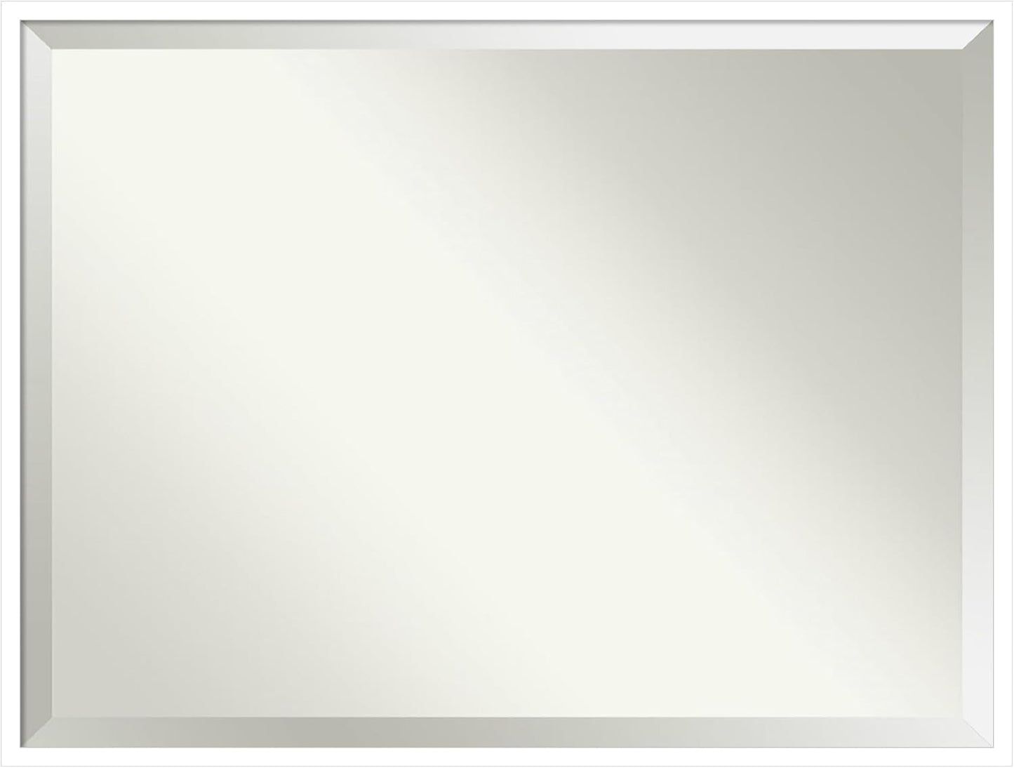 Amanti Art White Bathroom Mirror for Over Sink, 31x41 Svelte White Rectangle Vanity Mirror, X-Large Modern Wood Frame, Hangs Horizonally and Vertically, Bathroom Wall Decor, Beveled Edge from WI, USA