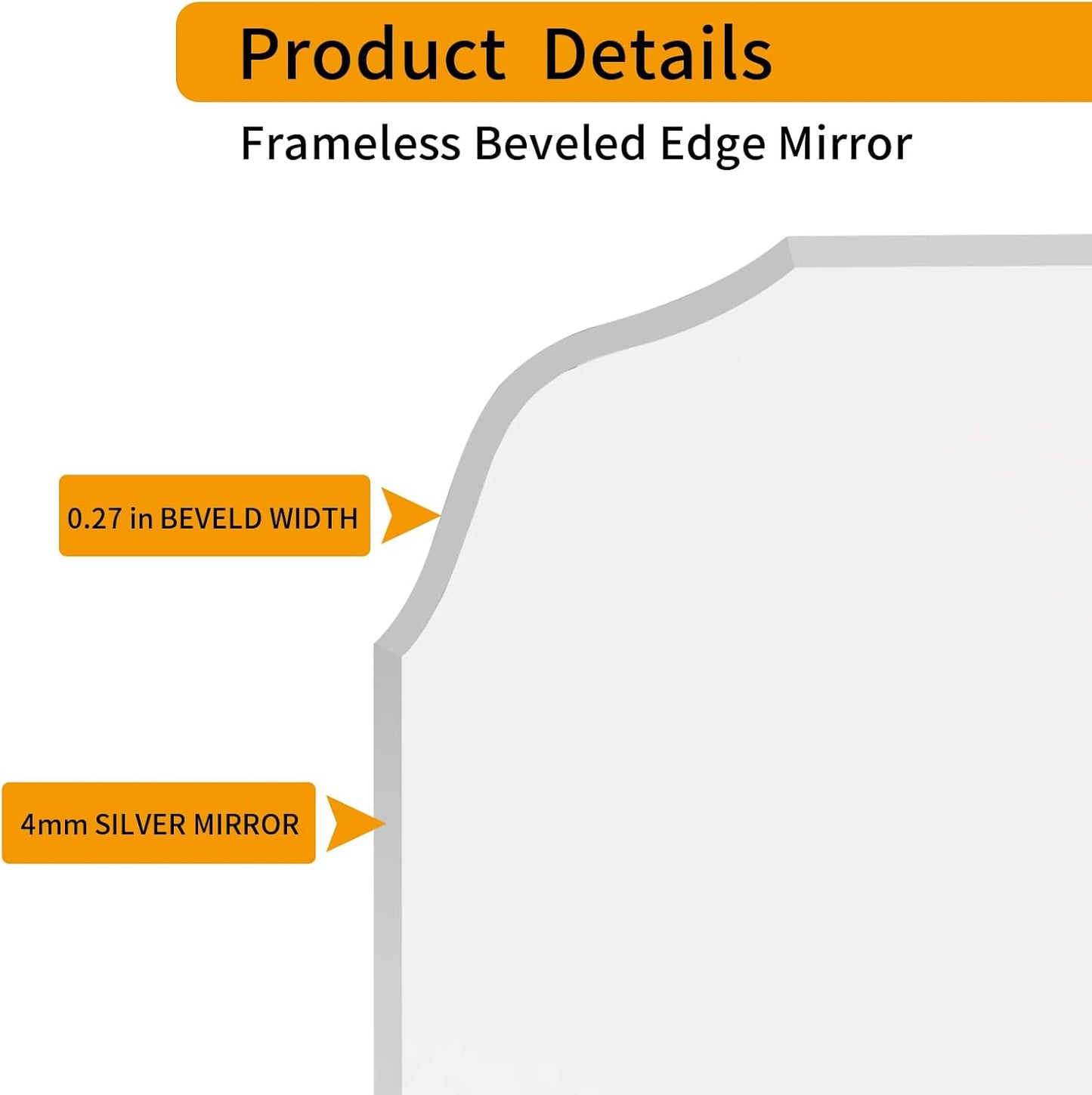 KOHROS Wavy Wall Mirror Frameless Bathroom Mirrors for Over Sink 18” x 24" Beveled Edge Mirror for Vanity and Entryway Hang Horizontally or Vertical