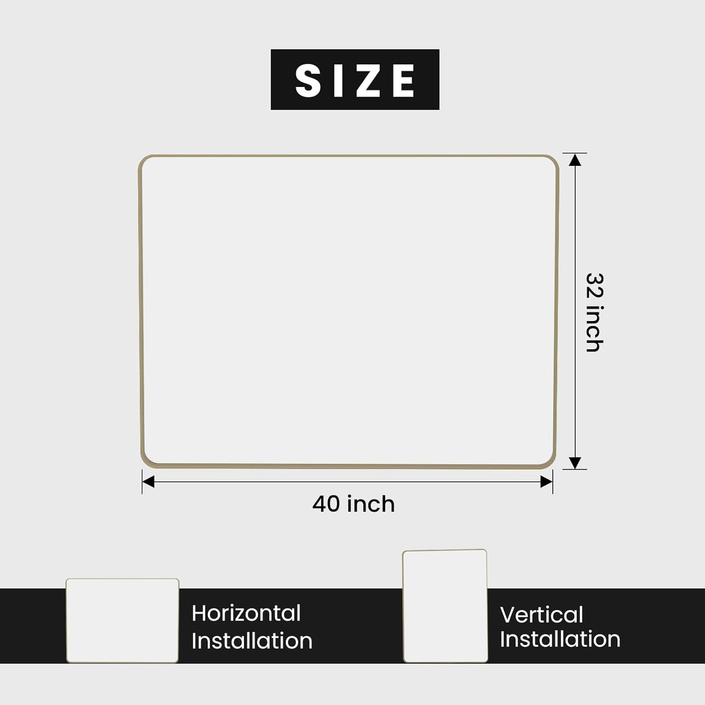 Bronze Bathroom Mirror 40x32 Inch, Brushed Bronze Metal Frame Mirror for Wall, Rounded Rectangle Bathroom Vanity Mirror with Tempered Glass, Anti-Rust, Horizontal/Vertical