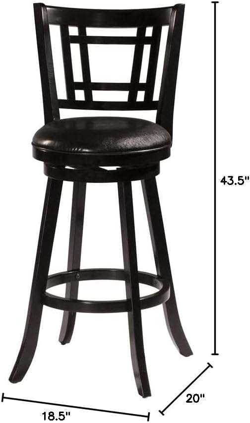 Hillsdale Fairfox Swivel Stool with Rectangular Lattice Back, Bar Height, Black