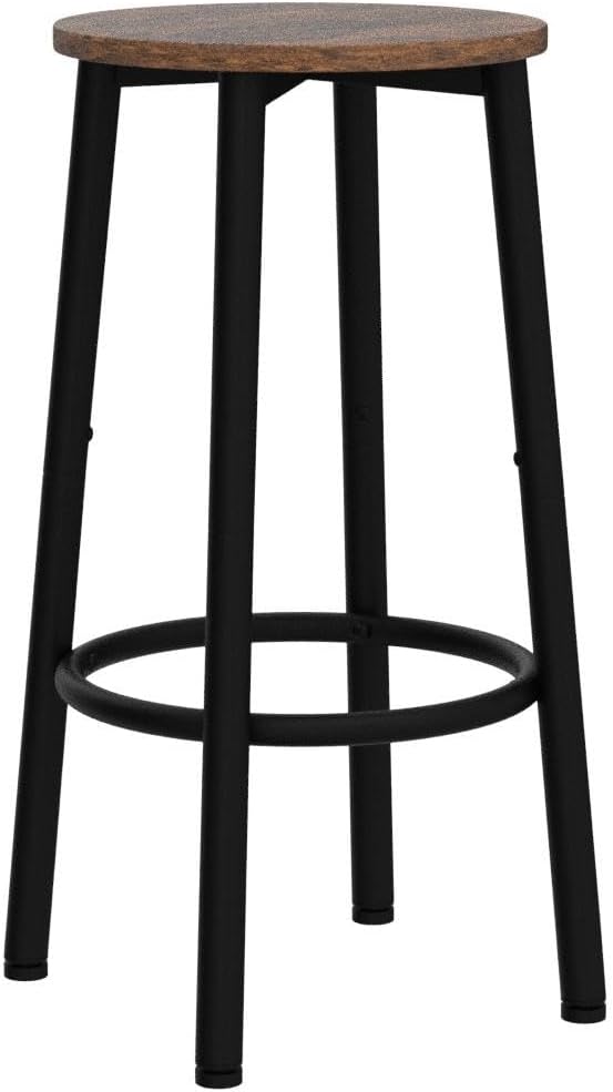 HOOBRO Bar Stools, Set of 2 Bar Chairs, Kitchen Round Height Stools with Footrest, Breakfast Bar Stools, Sturdy Steel Frame, for Dining Room, Kitchen, Party, Easy Assembly, Rustic Brown BF03BY01