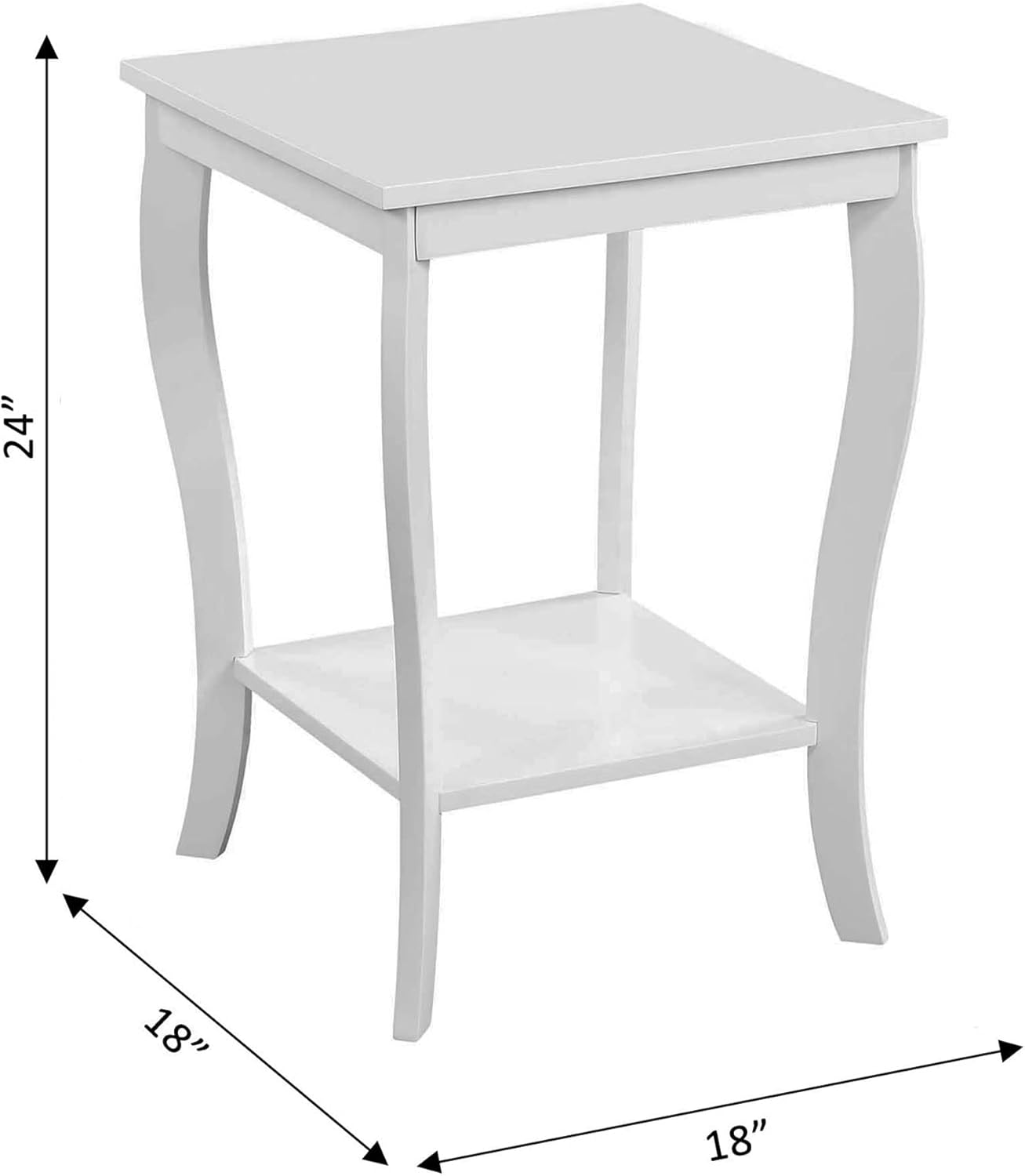 Convenience Concepts American Heritage Square End Table with Shelf, White