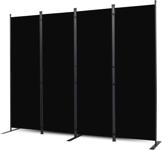 Room Divider, 4 Panel Folding Privacy Screens with Wider Feet, 6 Ft Portable Room Partition for Room Separator, Room Divider Panel 88" W X 71" H, Partition Room Dividers Freestanding，Black