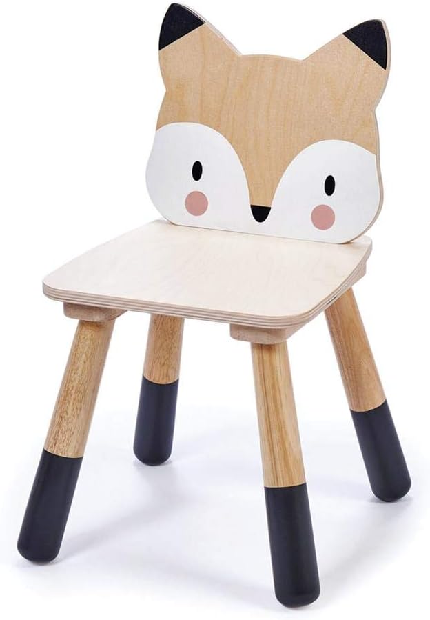Tender Leaf Toys - Forest Table and Chairs Collections - Adorable Kids Size Art Play Game Table and Chairs - Made with Premium Materials and Craftsmanship for Children 3+ (Forest Fox Chair)