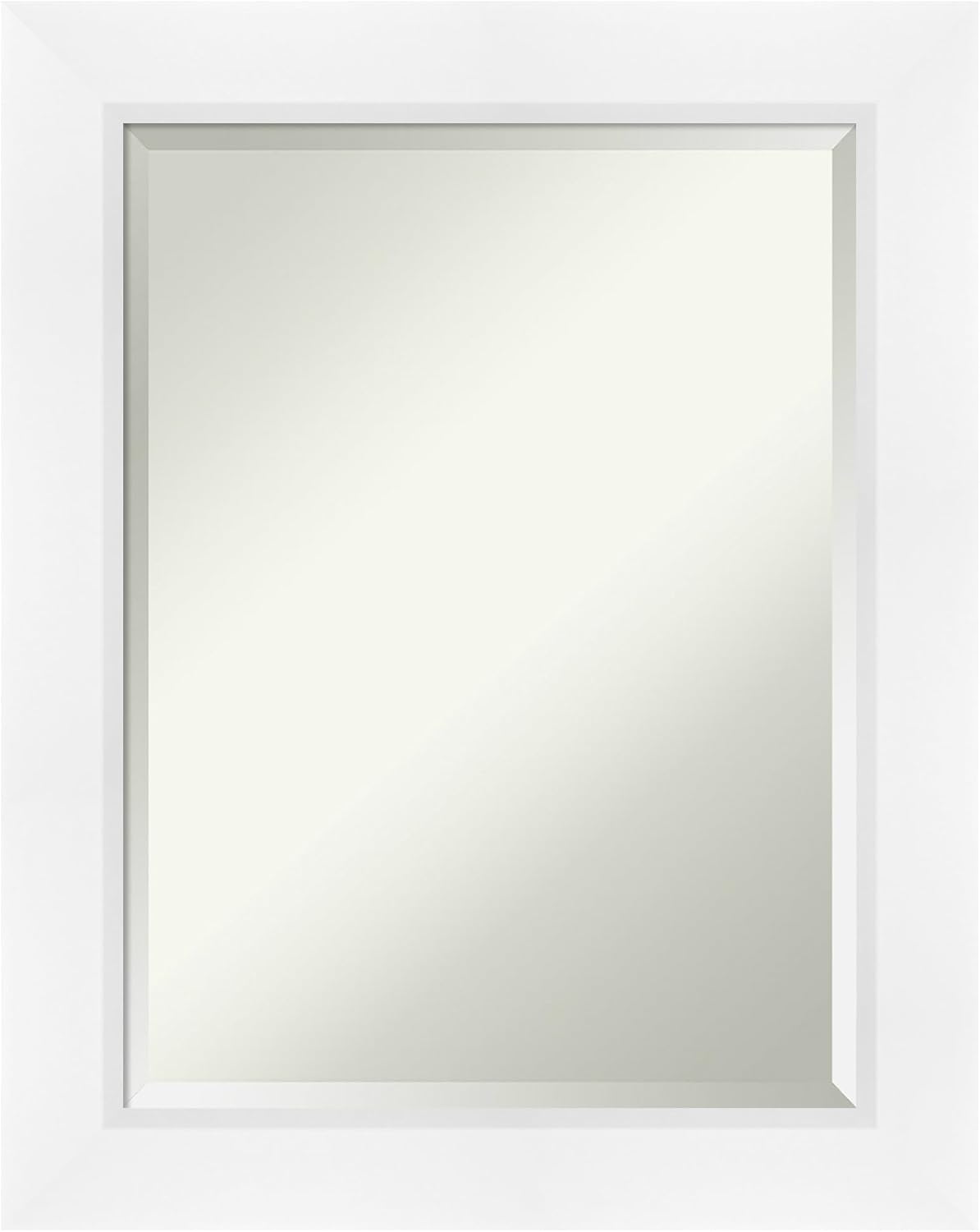Amanti Art White Bathroom Mirror for Over Sink, 30x24 Sloped White Rectangle Vanity Mirror, Medium Modern Contemporary Frame, Hangs Horizonally and Vertically, Bathroom Wall Decor, Beveled Edge