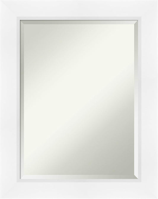 Amanti Art White Bathroom Mirror for Over Sink, 30x24 Sloped White Rectangle Vanity Mirror, Medium Modern Contemporary Frame, Hangs Horizonally and Vertically, Bathroom Wall Decor, Beveled Edge