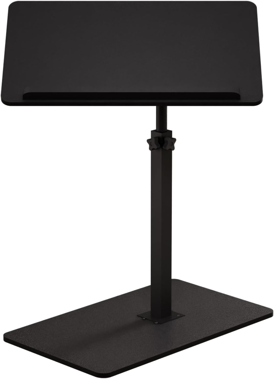 C Shaped End Table,20" W x 14" L,17"-31" Adjustable Height,Swivel and Turnable Desktop,Foldable Side Table for Small Spaces,Black Walnut (Black, 19.7" x 13.8")