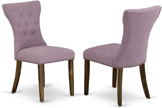 East West Furniture GAP7T40 Gallatin Parson Kitchen Chairs - Button Tufted Nailhead Trim Dahlia Linen Fabric Padded Dining Chairs, Set of 2, Jacobean