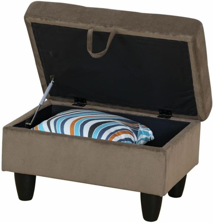 Brown L-Shaped 3-Piece Corduroy Sofa with Storage Ottoman Set, Sectional Couch Sofa Set for Living Room, Office, Small Space