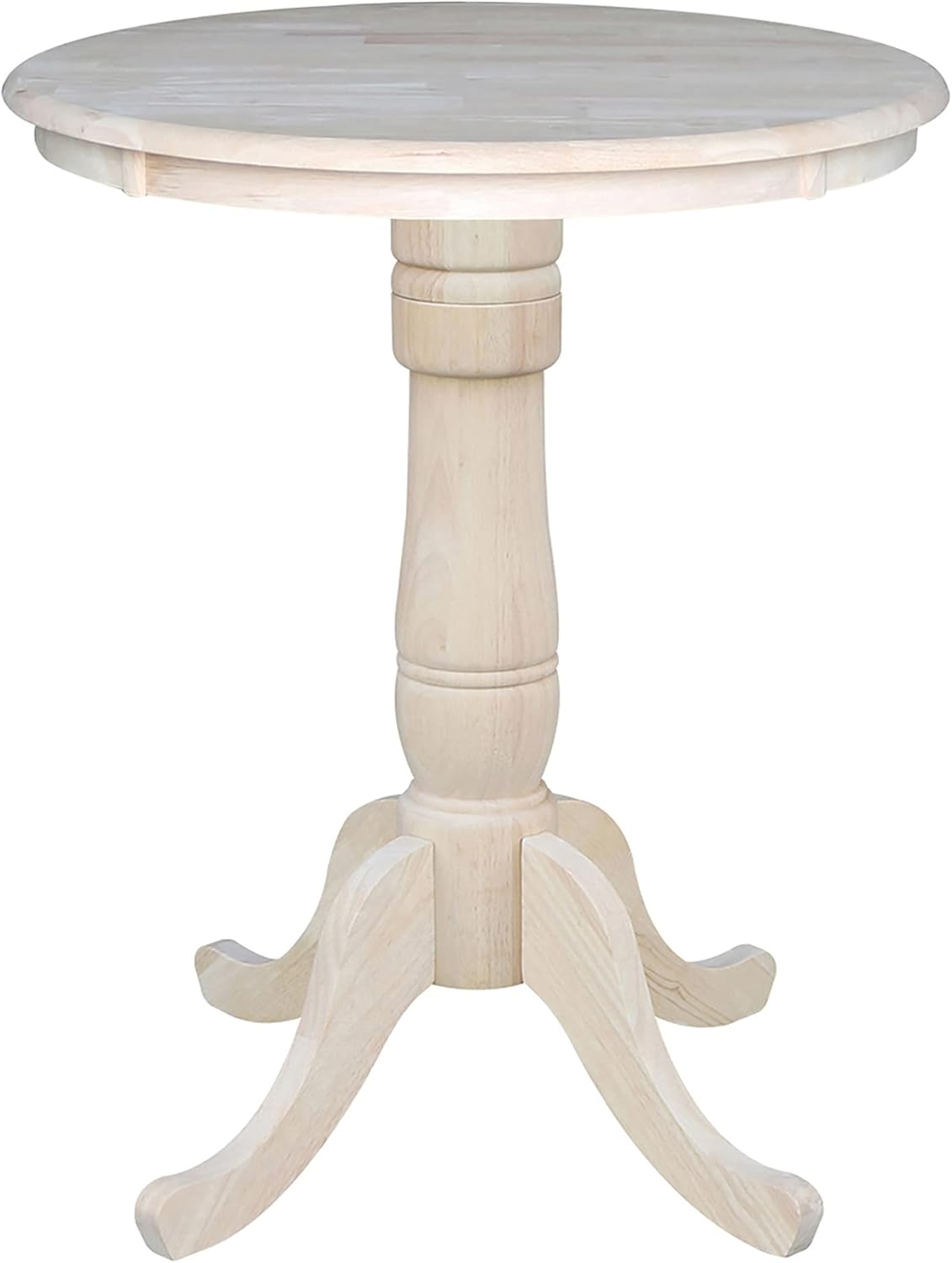 IC International Concepts 30" Round Top Pedestal Table, Counter Height-34.9", Unfinished