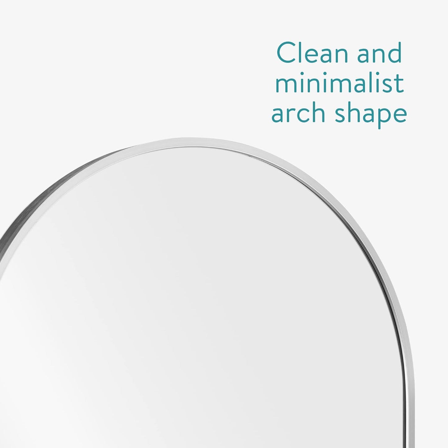 Navaris Arched Wall Mirror - Silver Arch Framed Mirror - 17.7x31.5 Wall-Mounted Mirror with Silver Aluminum Alloy Frame for Living Room Bathroom Hall