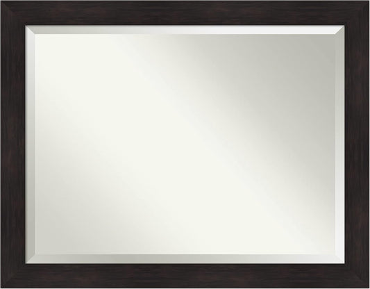 Amanti Art Brown Wall Mirror 36x46 Furniture Espresso Rectangle Bathroom Mirror for Wall Decor Living Room, X-Large Casual Frame, Hangs Horizonally and Vertically, Bathroom Decor, Beveled Edge from WI