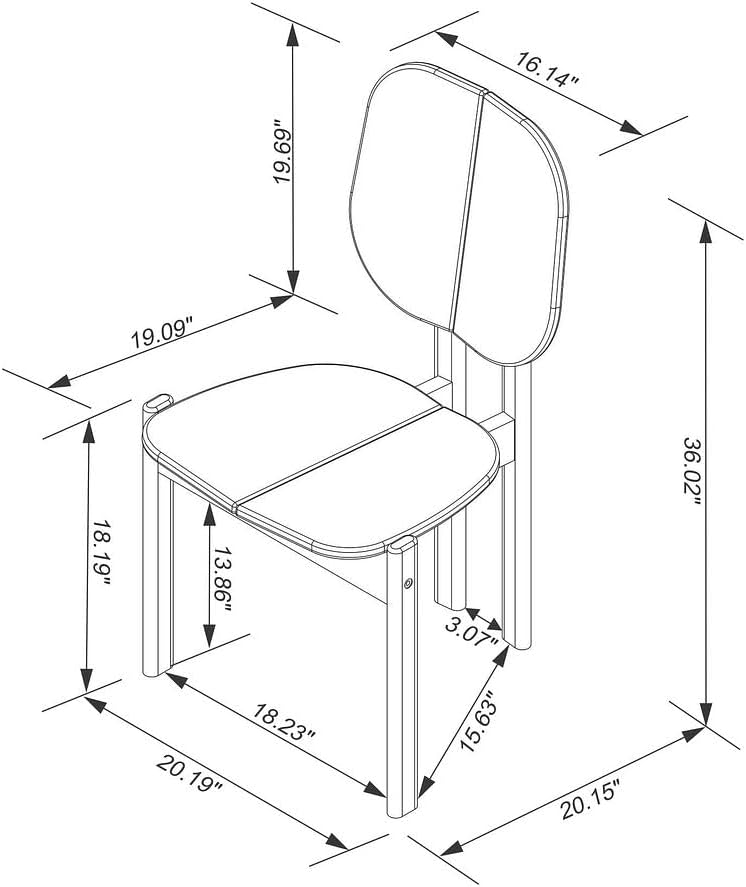 Manhattan Comfort Mid-Century Modern Gales Dining Chair with Solid Wood Legs in Greige - Set of 4