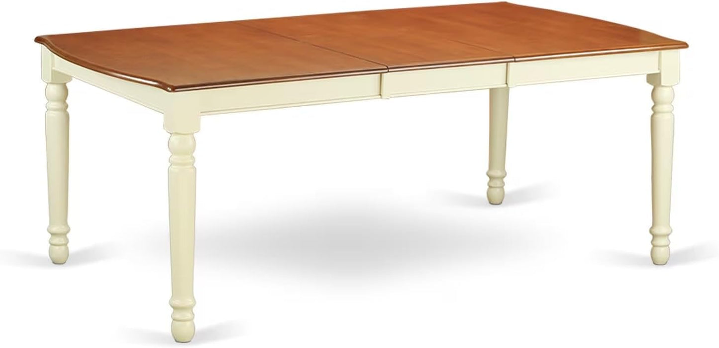 East West Furniture DOAN9-WHI-W 9 Piece Kitchen Table & Chairs Set Includes a Rectangle Dining Room Table with Butterfly Leaf and 8 Solid Wood Seat Chairs, 42x78 Inch, Buttermilk & Cherry