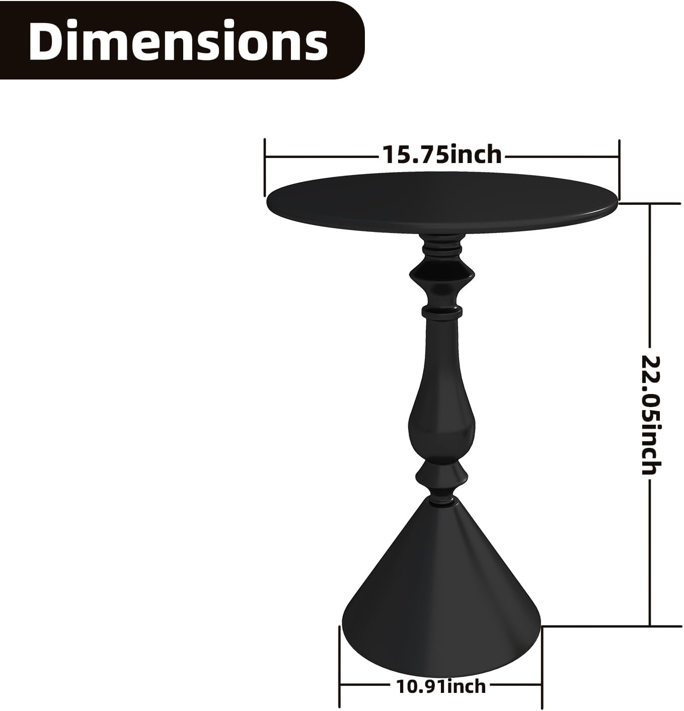 Benkyo Living Room Side Tables Set of 2 Black Round Small End Tables livingroom Sofa End Tables Set of 2 Metal Nightstands Morden Side Table for Bedroom，Black