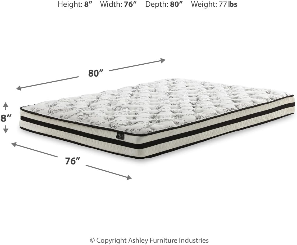 Signature Design by Ashley M69541 King Size Chime 8 Inch Medium Firm Innerspring Pressure Relief Quilt Foam, Fiberglass Free, Mattress in A Box