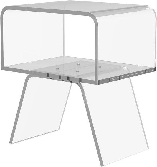 Acrylic Nightstand Side Table Modern nightstand Clear Home Decor Display End Table for Living Room, 12D x 15W x 20H inch