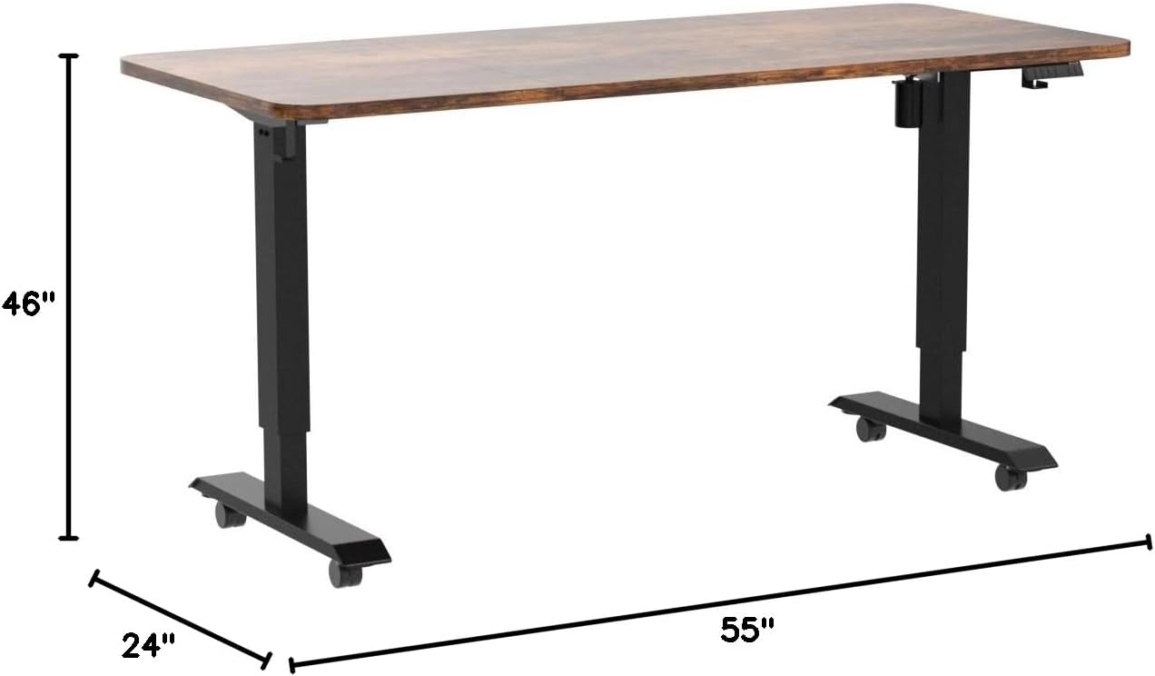Monomi 55" Electric Standing Desk,Height Adjustable Home Office Sit Stand Up Computer PC Table,Tall Standup Workstation, Gaming Writing Study Bedroom Rising Desks,Brown